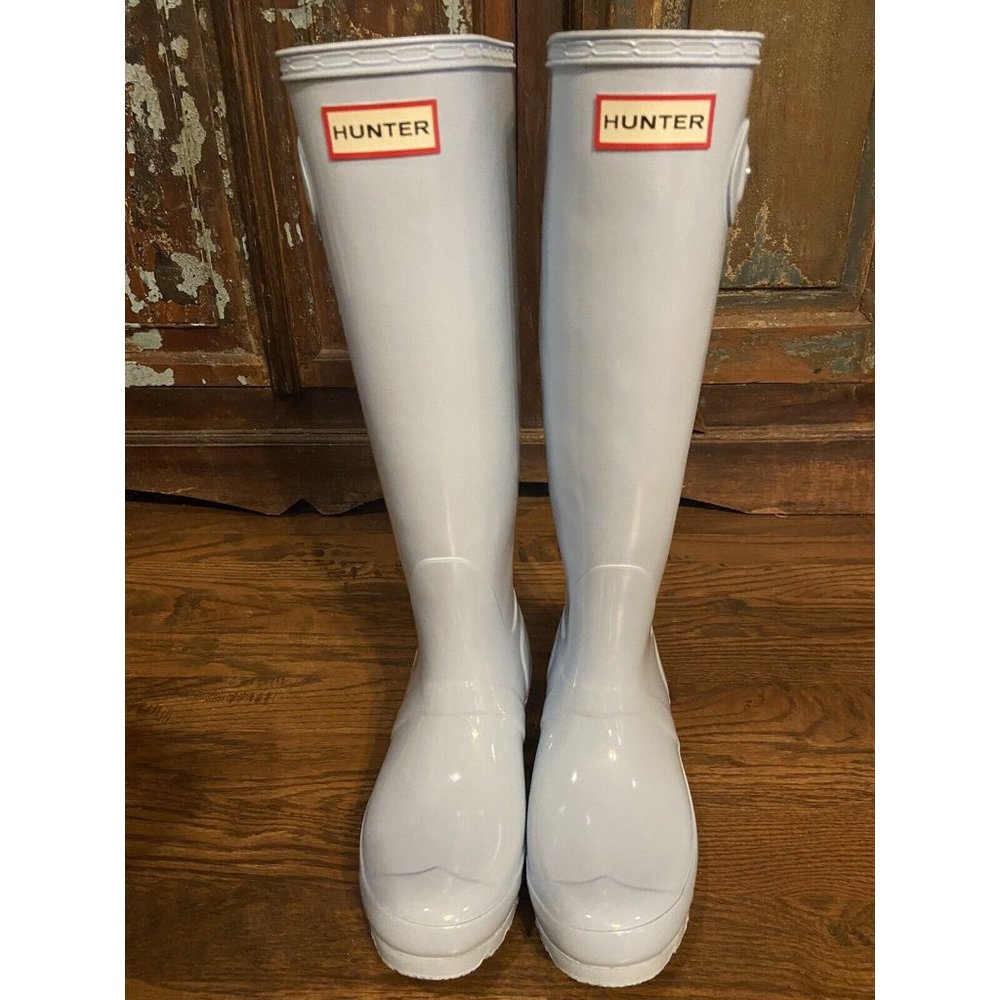 Hunter Rain Boots US Size 5  Tall Gloss Light Blue Periwinkle Great Britain